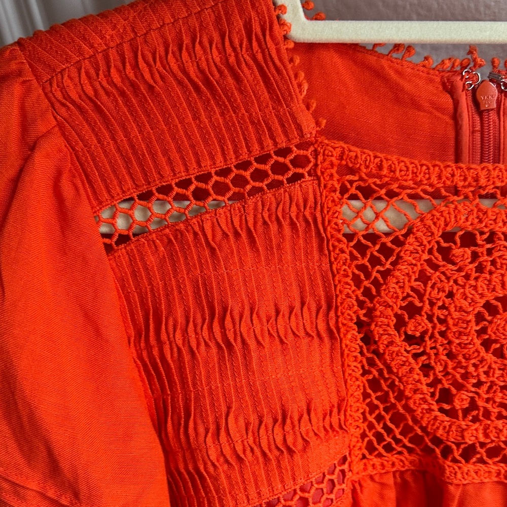 HUNTER BELL Orange Eyelet Lace Peasant Blouse - Picture 8 of 10